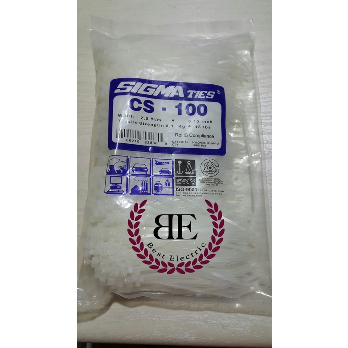 

READY Kabel Ties / Kabel Tis / Cable Tie CS 100 T Putih 10 cm SIGMA CS100T BERKUALITAS