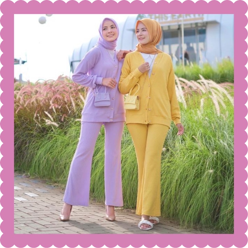 Ounadoutfit Kinan korean set wanita premium busui vintage / oneset knit wanita / setelan korea kekinian / outfit vintage wanita / setelan celana polos