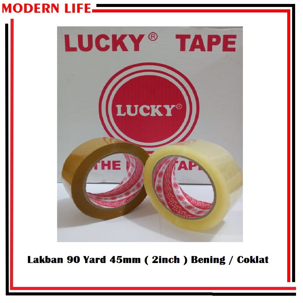 Lakban Bening Coklat LUCKY TAPE 2&quot; 48MM 90 Yard