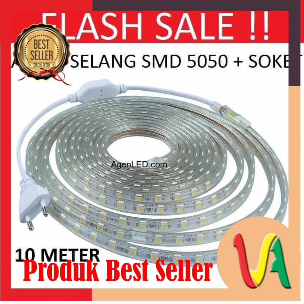  Lampu  LED  STRIP  SELANG SMD 5050 10M 220v 10 M METER 