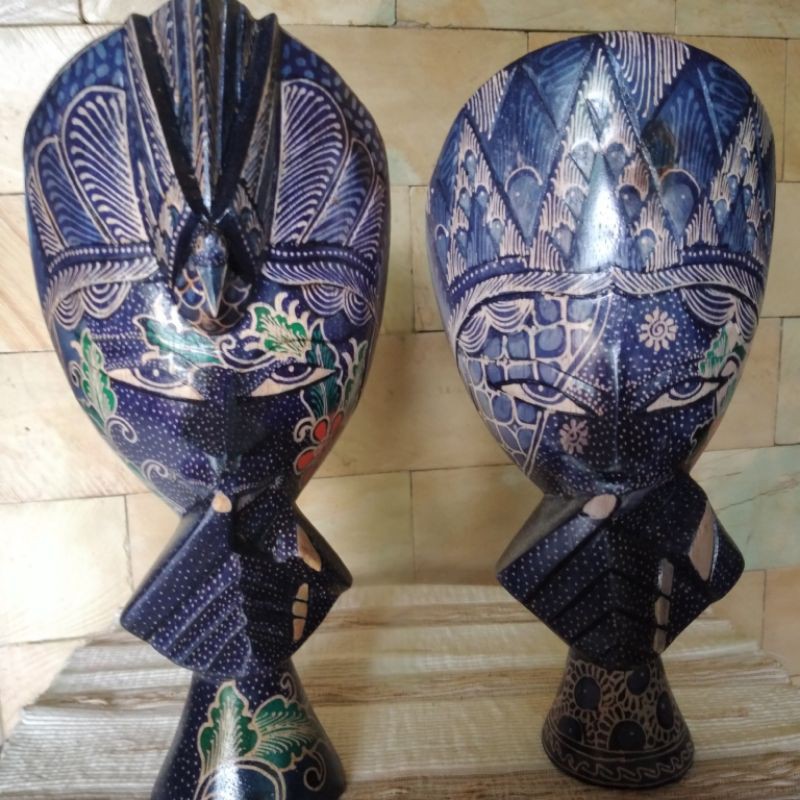 TOPENG TANGAN UNIK KAYU BATIK RAMA & SHINTA-M 2pcs. SekarJagadJogja