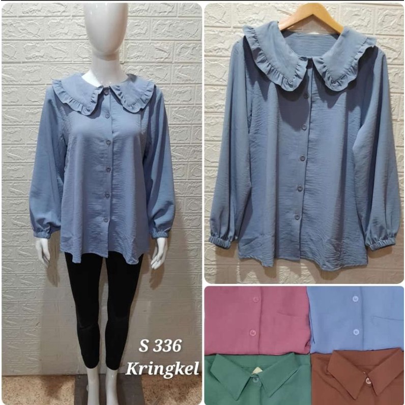 Atasan crinkle sidney polos busui kancing || blouse cewek murah sale
