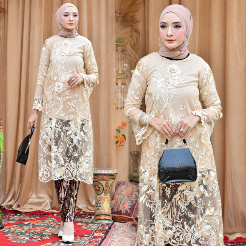 KEBAYA ORIGINAL // BAHAN TILLE BORDIR BUNGA // TUNIK PARIS // TUNIK ELIZABET // By Pelaminan Biru