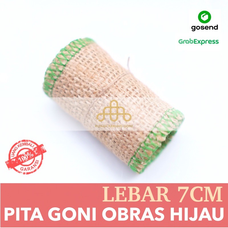 Pita Rami Obras Hijau 7x115 CM -  Pita Dekorasi - Pita Kerajinan Tangan - Souvenir Pernikahan