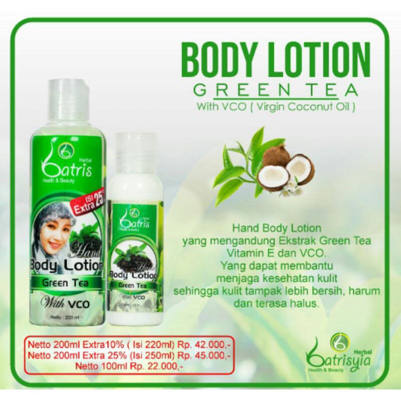 Hand and Body Lotion green tea batrisyia Herbal