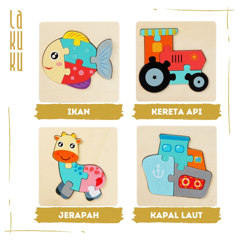 Lakuku - Wooden Toys Mini Puzzle Kayu Mainan Edukasi