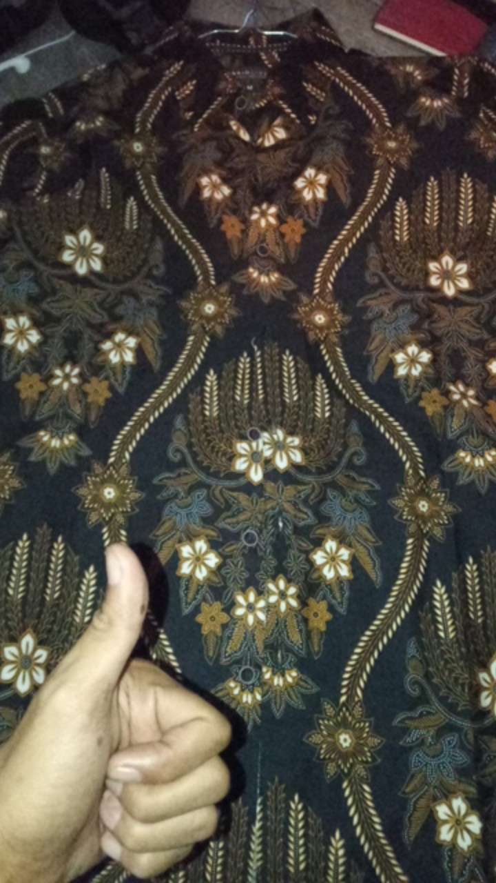 [gridline - Ls045 Navy Black & Ls033 Brown] Kemeja Batik Slimfit Pria Katun Lengan Panjang Modern