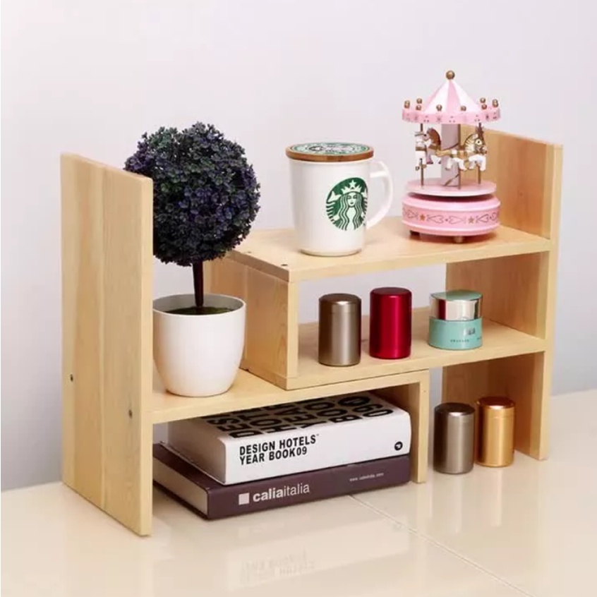 Rak Buku DIY Bongkar Pasang Rak Meja Multifungsi Untuk Dekorasi Meja Merapikan Meja Belajar Bookshelf Rack Bahan Kayu Kokoh Berkualitas Desk Storage Shelves