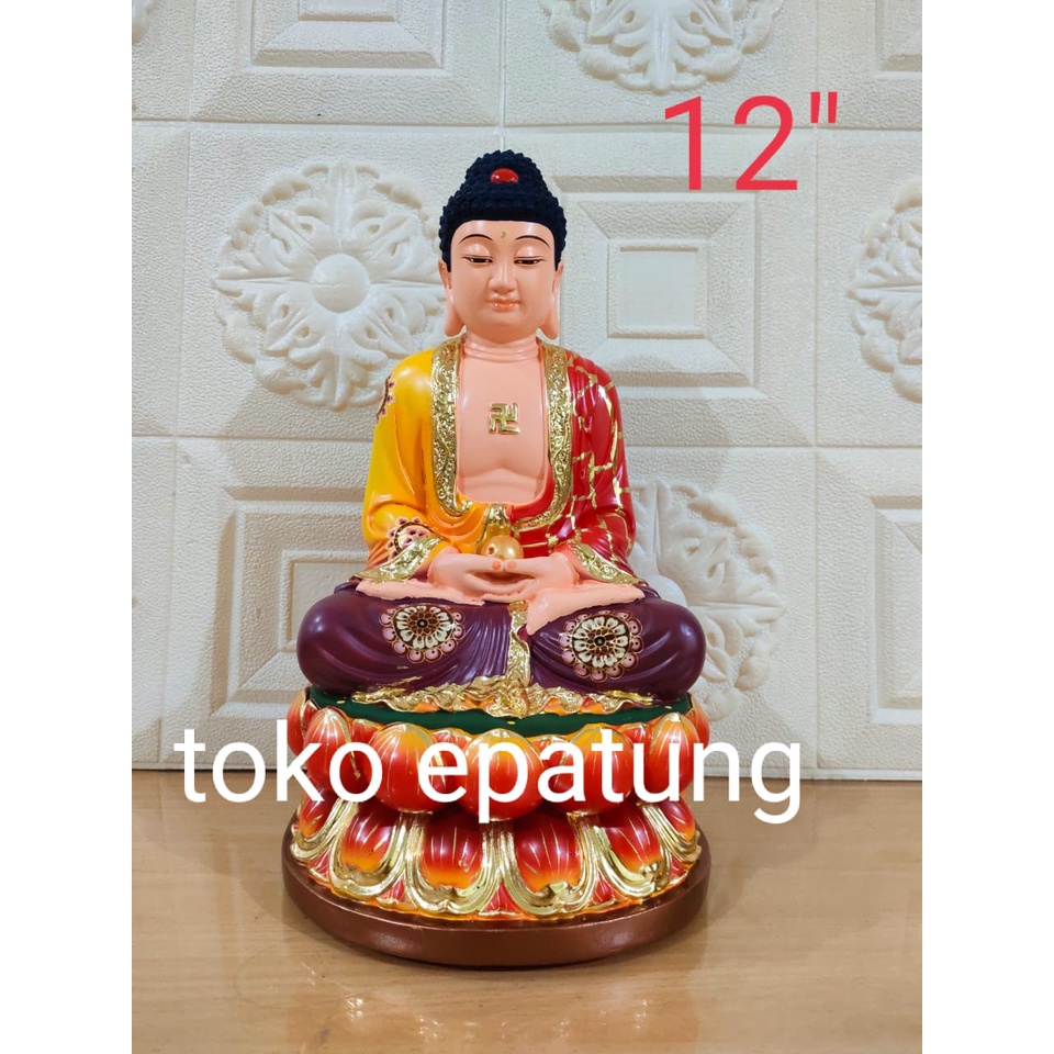 patung buddha sakyamuni / buddha gaotama - 12 inch - fiber