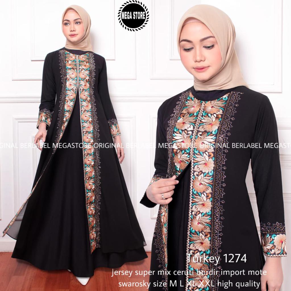 OK - ABAYA TURKEY HITAM TERBARU | ABAYA TURKEY MURAH | ABAYA TURKEY BORDIR | TURKEY 1274