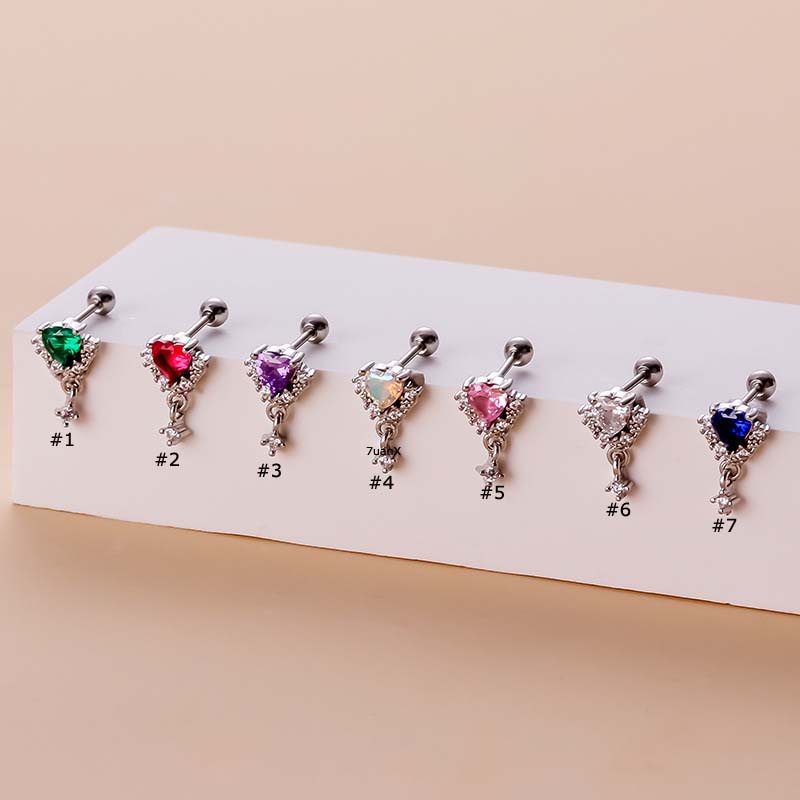 1pc Anting Tindik Tulang Rawan Telinga Bentuk Hati Bahan Stainless Steel Lapis Emas 18k 20Gauge