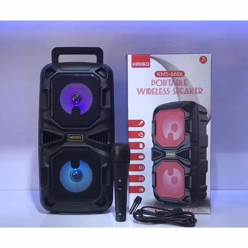 kimiso KMS 6685 / 6686 speaker bluetooth portabel karaoke free mic