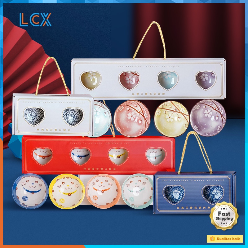 LCX Bowl Set Mangkok Set Alat Makan Gaya Jepang Mangkuk Keramik Souvenir Hampers