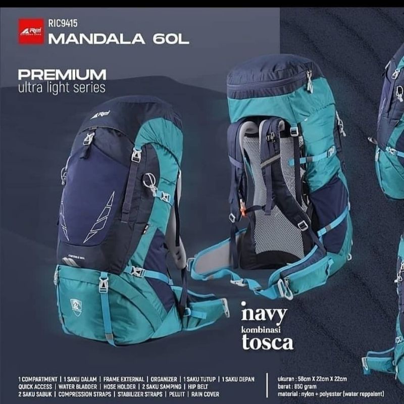 Tas Gunung Carrier Mandala 60 L (Premium ultra light series) Arei