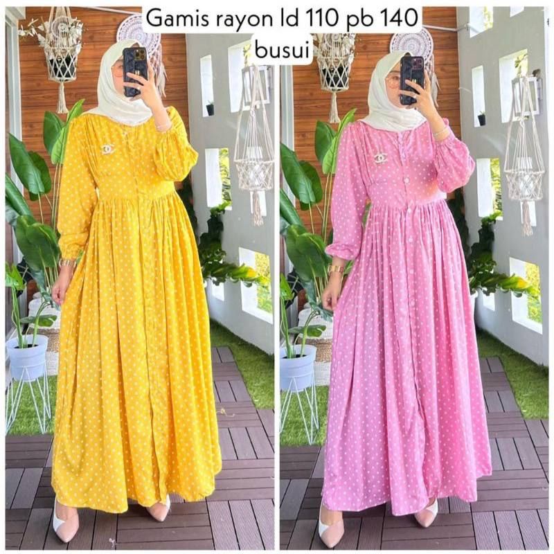 Gamis Motif Polka Andara//Gamis Viral Motif Rayon Import