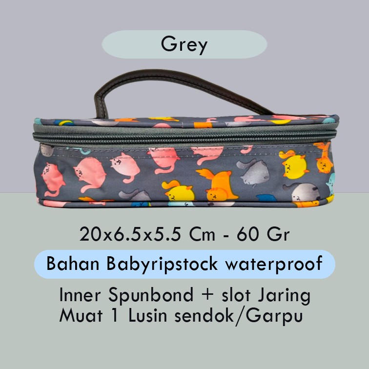 Tas Sendok Mini Motif Wadah Sendok Garpu Pouch Sendok Tempat Alat Makan Set Travel Multifungsi Murah