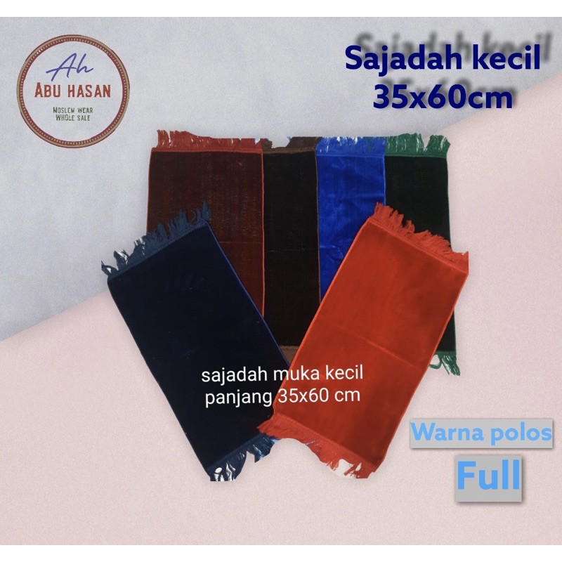 sajadah polos tebal sujud turki sejadah travel turkey 36x60 cm arrahman mini kecil muka bulu premium
