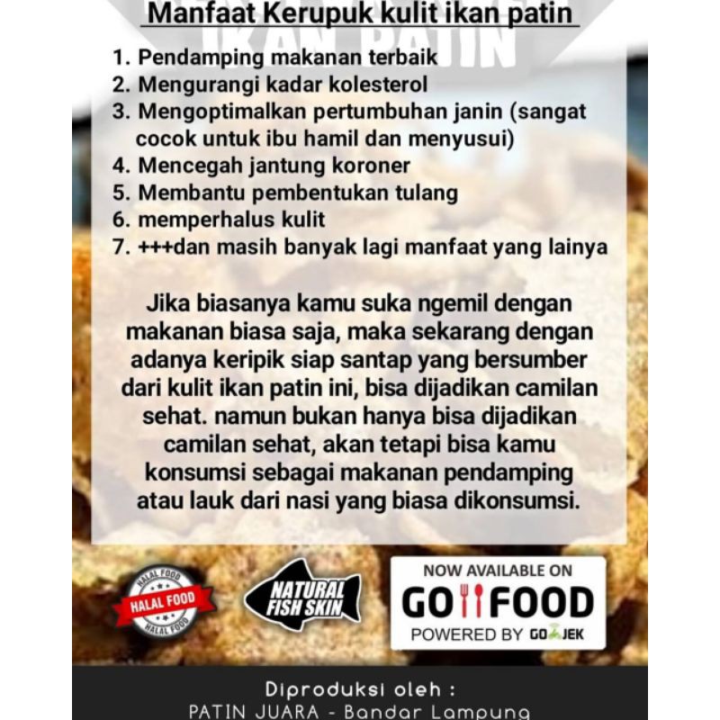 KERIPIK KULTIN KRIPIK KERIPIK KULIT IKAN PATIN LEZAT BERGIZI 50gr FISH SKIN