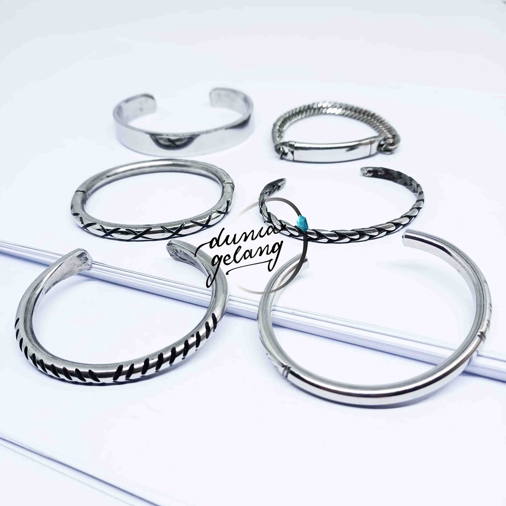 GELANG TITANIUM ANTI KARAT ANTI LUNTUR / GELANG PRIA WANITA ANAK / DUNIA GELANG