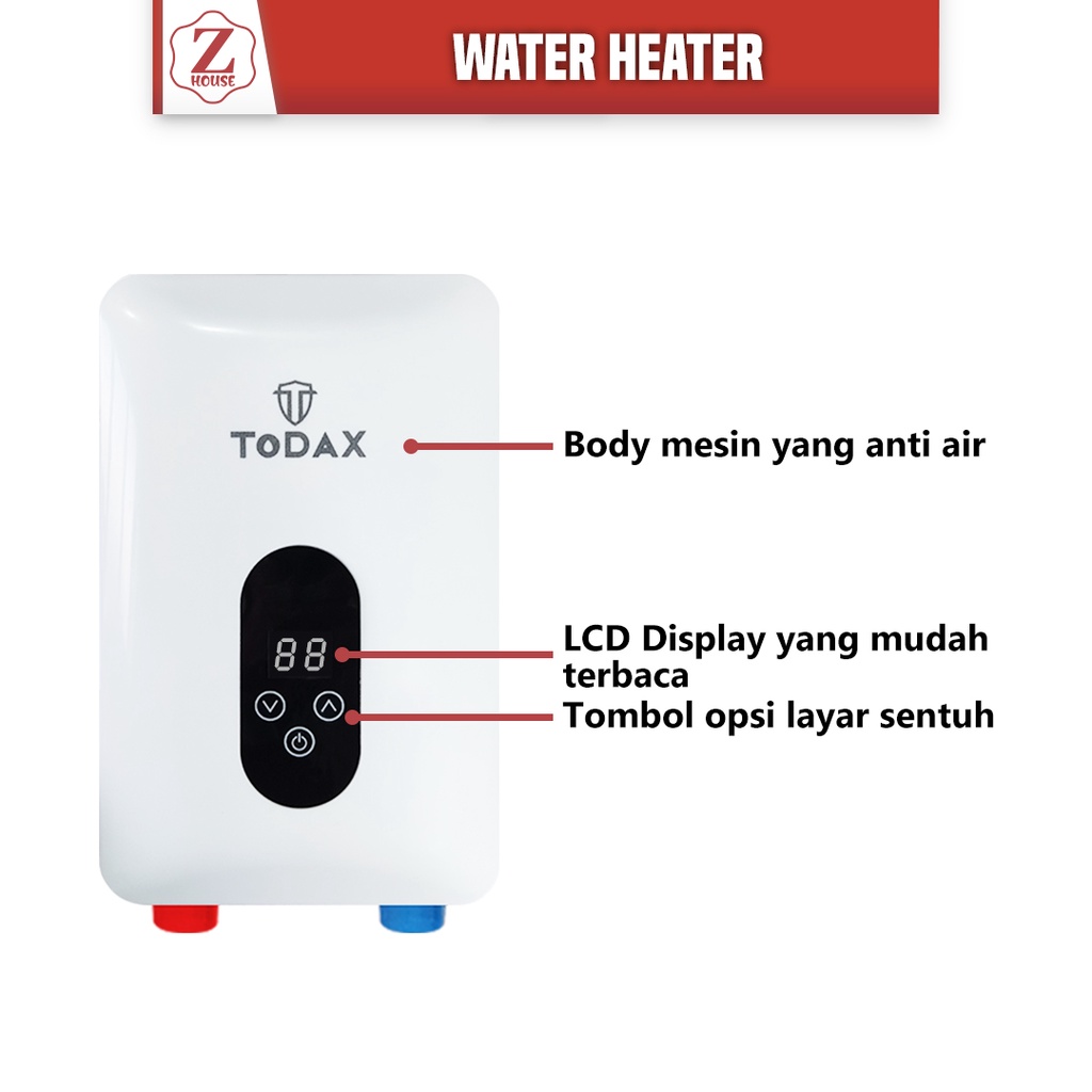 Water Heater Electric Instant Todax Pemanas Air Digital Listrik Instant Komplit Pemanas Air Mandi Pemanas Air Kamar Mandi Penghangat Air Kamar Mandi