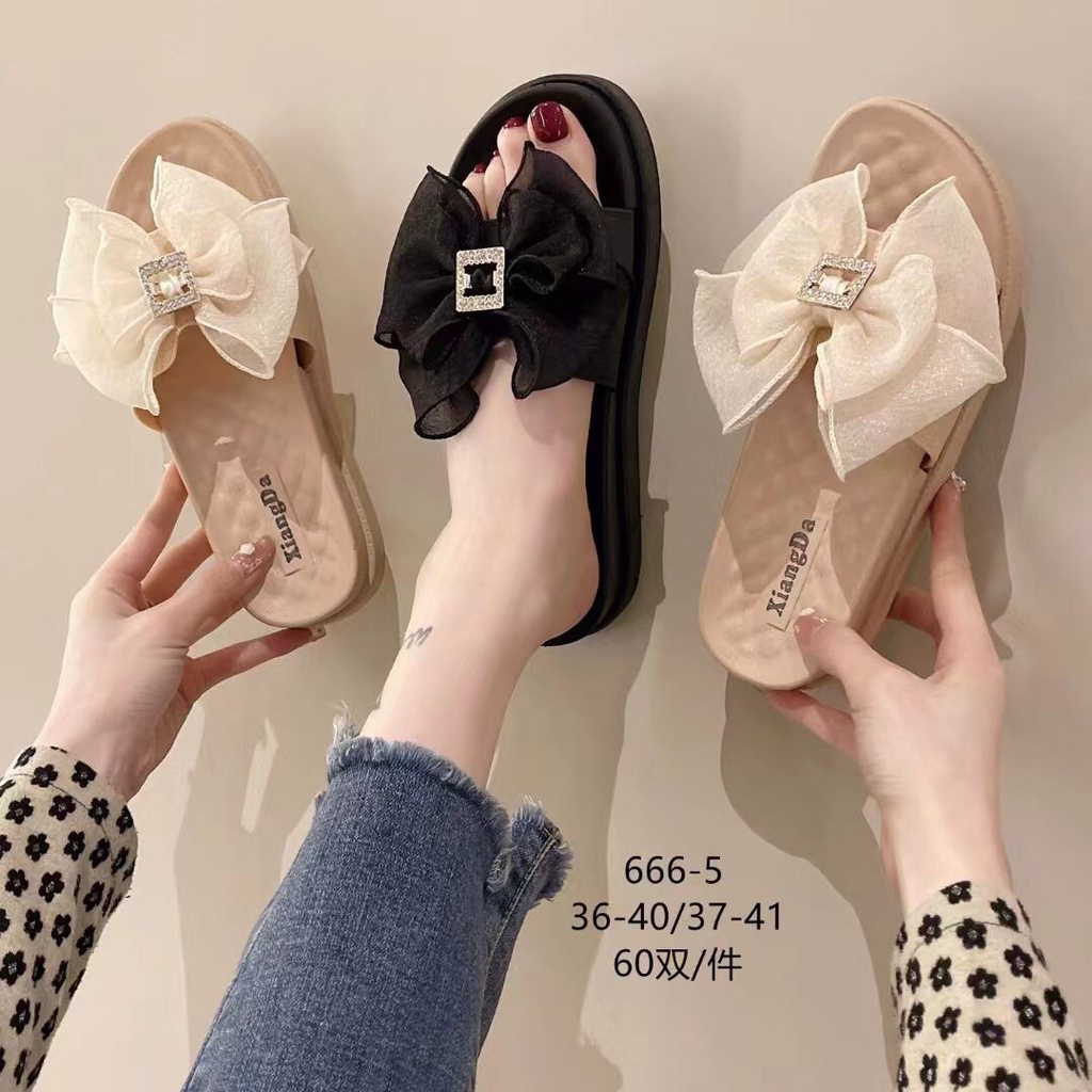 IDEALIFESHOES SANDAL WANITA MOTIF PITA CHIFFON  BAHAN PVC KUALITAS PREMIUM SENDAL CEWEK DEWASA SLIP ON CASUAL IMPORT