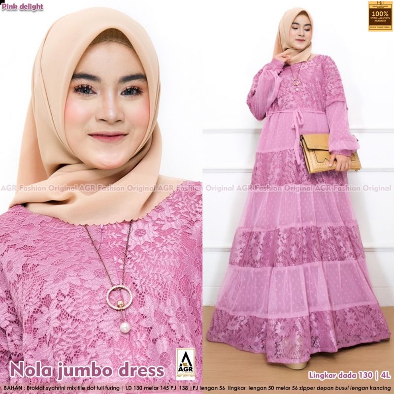 Nola Jumbo Dress ld 130 Gamis Pesta Jumbo