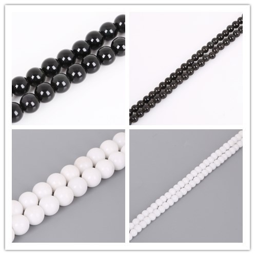 4/6/8/10/12mm 15'' Natural White Stone Beads/New Natural Black Obsidian Stone Beads Loose Round Spacer Bead For Jewelry Making  DIY Bracelet &amp; Necklace