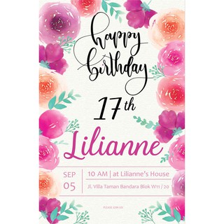 Undangan Ulang Tahun Sweet Seventeen Flower 2 Shopee Indonesia