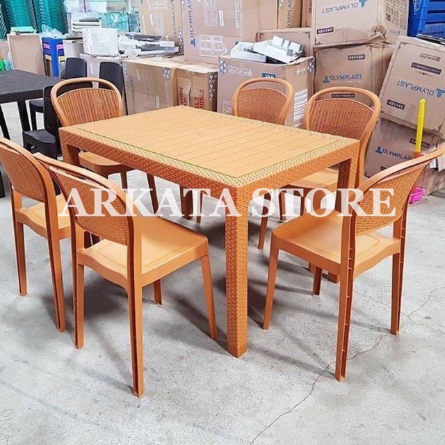 1 Set Meja Makan Plastik Odt R 120 6 Kursi Plastik Olymplast Ol 209 Shopee Indonesia
