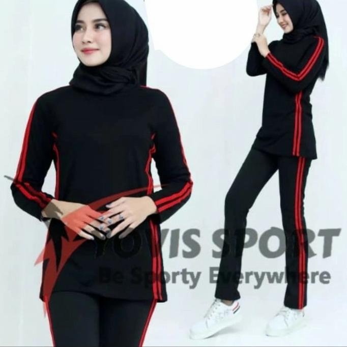 Setelan baju Senam panjang muslimah olahraga zumba aerobick wanita
