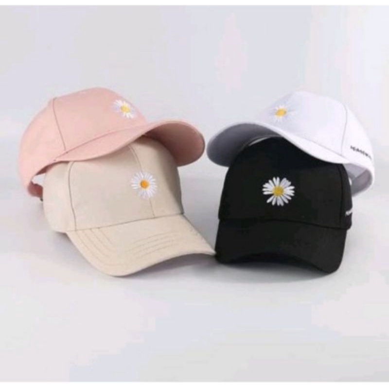 Topi Baseball Pria Wanita Motif Bunga Daisy