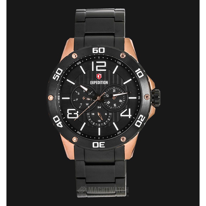 Expedition EXF-6719-MFBBRBA Man Black Pattern Dial Stainless Steel
