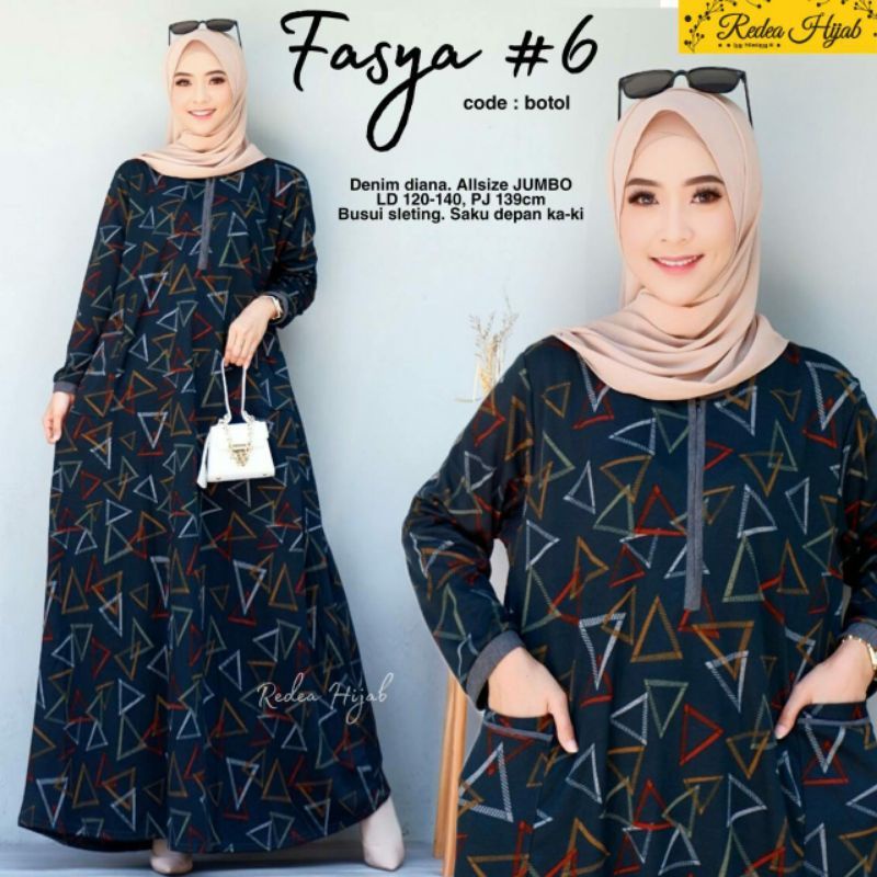 Fasya Jumbo Maxy - LD120-130 Gamis Denim Diana Jumbo Bigsize Oversize Busui Bumil / R.21 - 237-6122