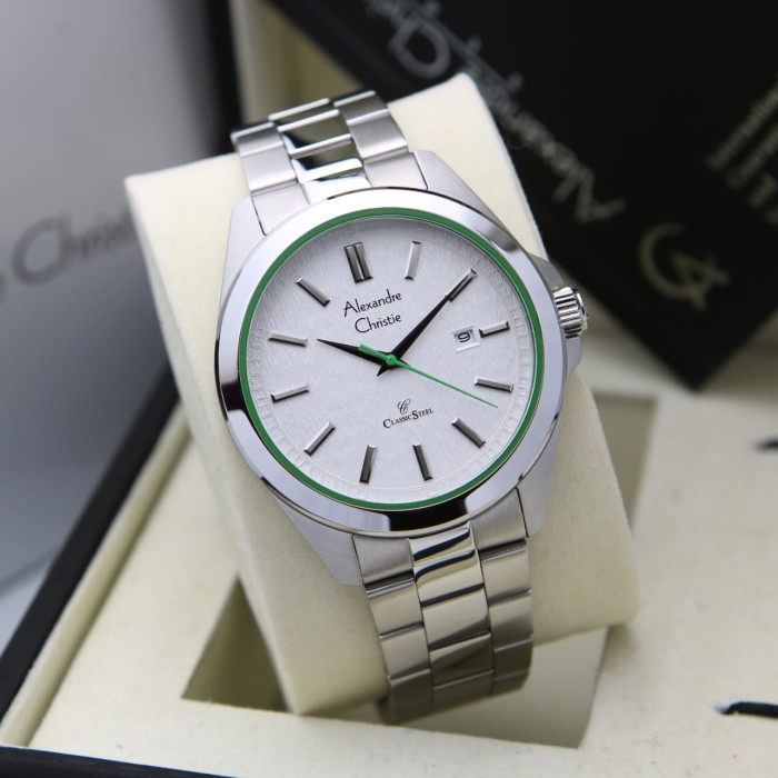 [ ORIGINAL ] Jam Tangan Pria / Cowok Alexandre Christie 8644 AC 8644 - SILVER RED ori