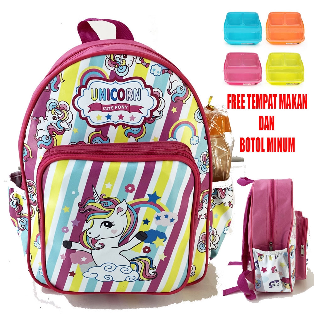 COD ~ FREE Botol Minum + Lunch boxTas Ransel Anak Sekolah TK PG SD + Botol Minum + Kotak Pensil ANAKimitasi