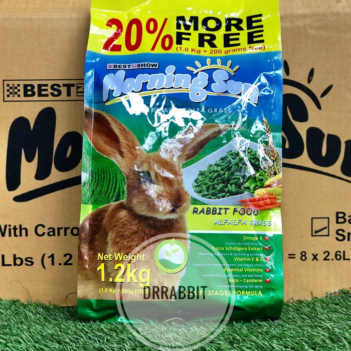 Free Ongkir Morning Sun Alfalfa Grass 1,2Kg Makanan kelinci pelet best in show Terbatas