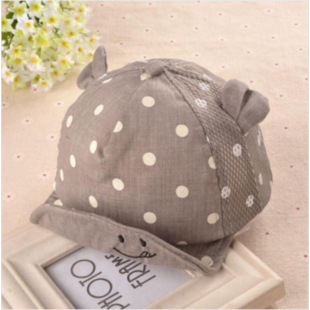 T24 - Topi Anak Polkadot Telinga Lucu karakter 3 dimensi / Topi baseball