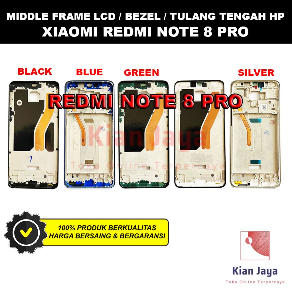 Middle Frame LCD Handphone Xiaomi Redmi Note 8 Pro Tulang Casing Tatakan Bezel Bazel Hp