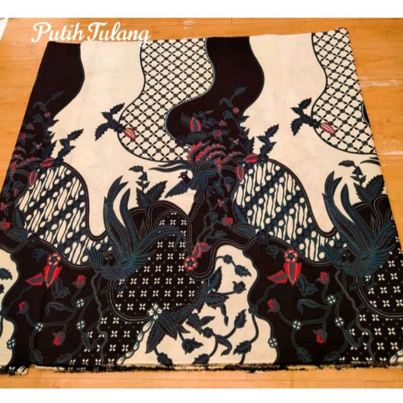 kain batik katun primisima solo motif abstrak putih tulang