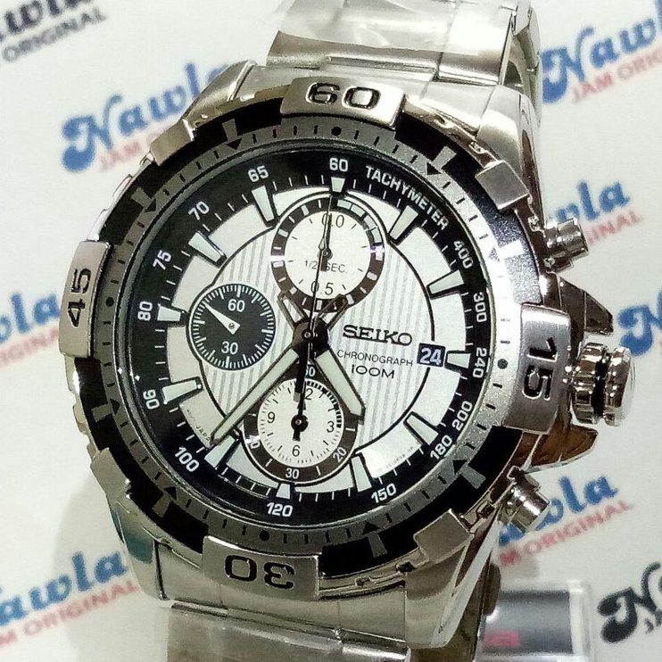 Seiko Quartz SNDC15P1 Chronograph White Silver - Jam Tangan Pria SNDC15