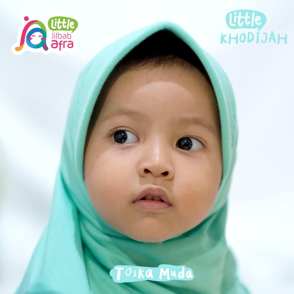 Jilbab Instan Anak Little Khodijah Toska Muda - Little Jilbab Afra - Bahan Kaos, Adem &amp; Lembut