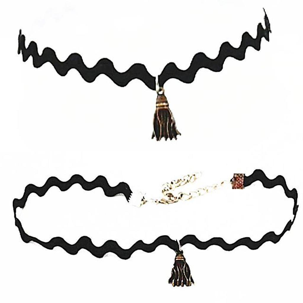 Zigzag Choker Necklace Bronze Tassel | Kalung Handmade