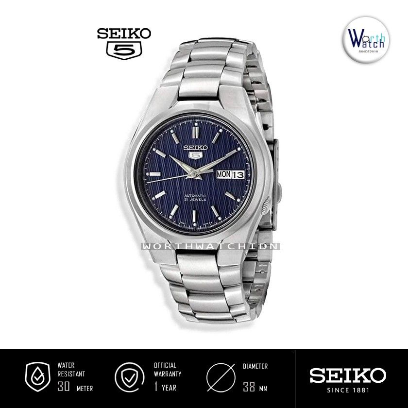 Jam Tangan Pria Otomatis Seiko 5 Men Automatic Blue Pattern Dial Stainless Steel Original SNK-603-K1