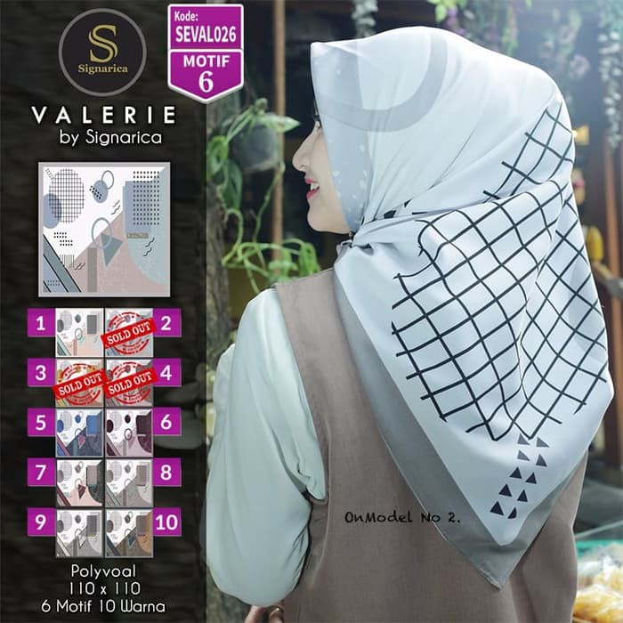 SEVAL026 - Jilbab Segi Empat Valerie Motif 6 By Signarica Scraf
