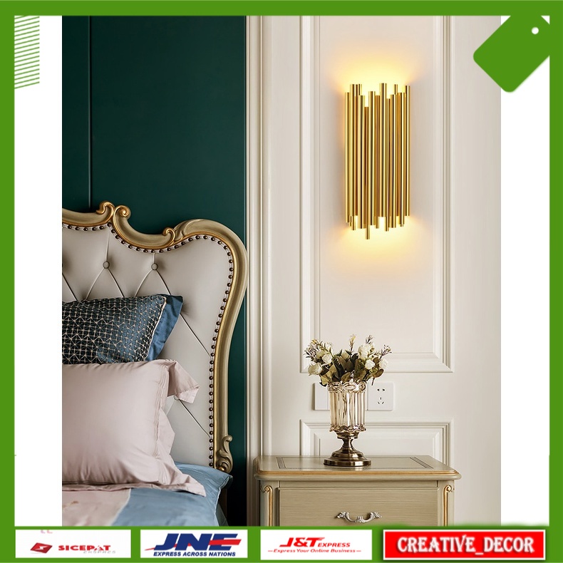 Lampu Dinding Kamar Aesthetic Impor Modern Luxury Gold LED Simple Wall Lamp Corridor Corridor Living