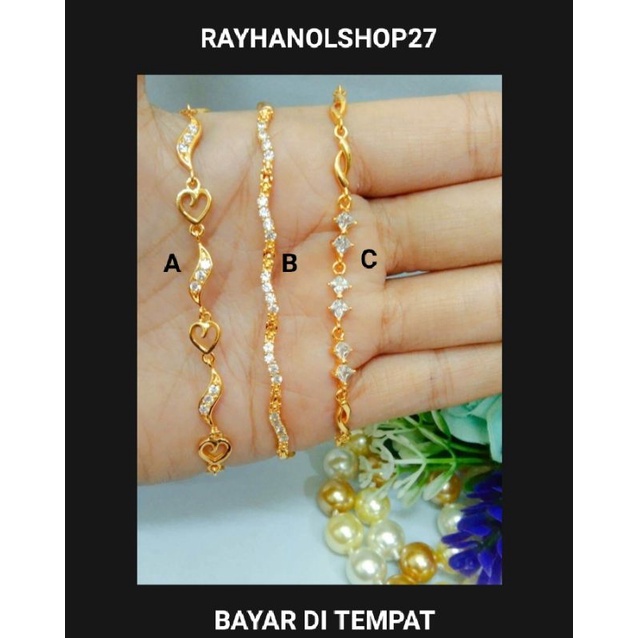 RO-27 TERBARU GELANG TANGAN TITANIUM MOTIF PILIHAN LAPIS EMAS 24 K ANTI KARAT