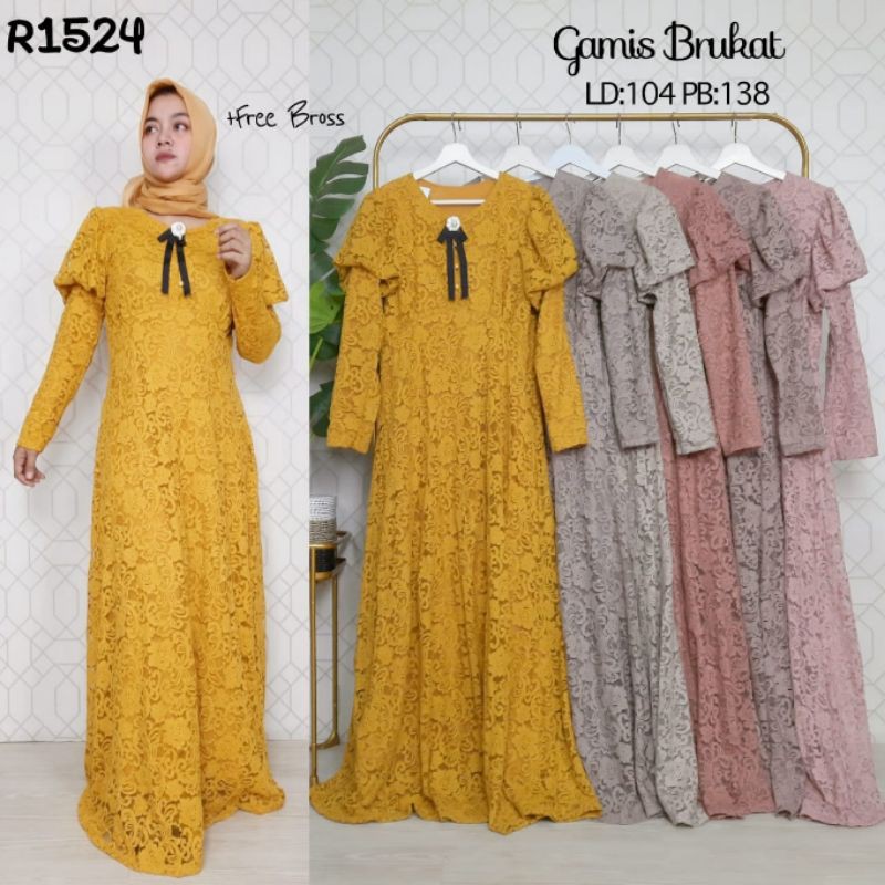 Gamis Maxi Dress VNS Vanessa Brukat Puff Import Kirani (FCODI260)