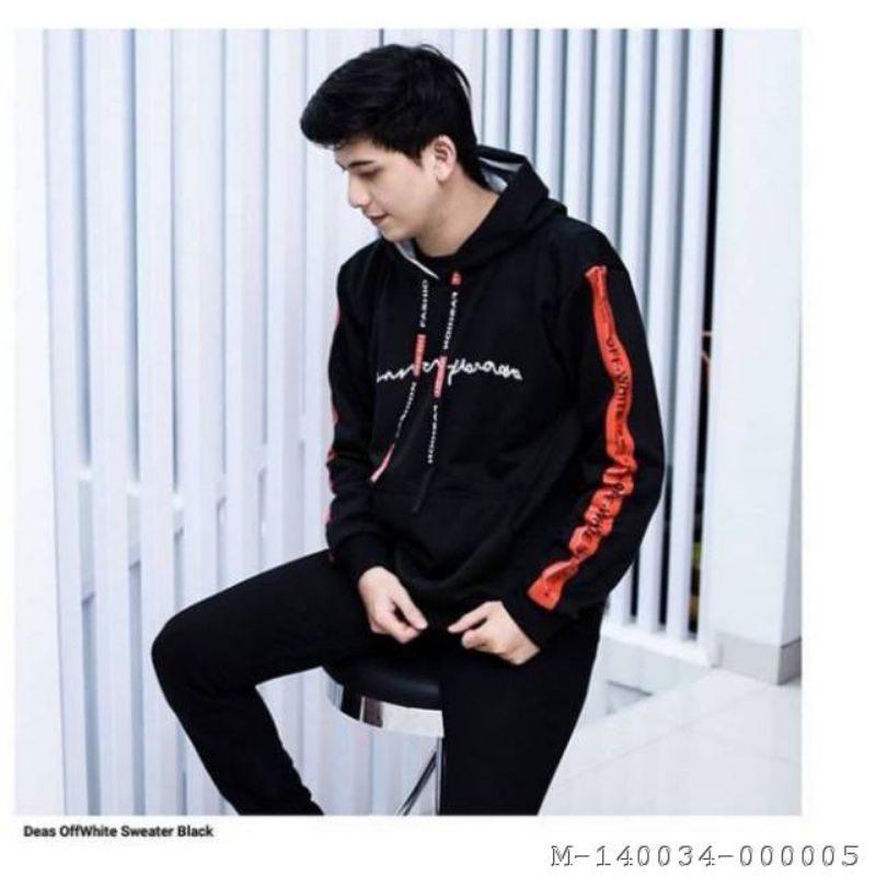 Outhwear pria hoddie deas off white vjag-038