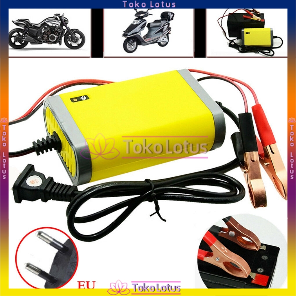 Cas Aki Portable 12V 2A Casan Accu Motor Mobil Sparepart Motor Listrik Colokan Indikator Carger