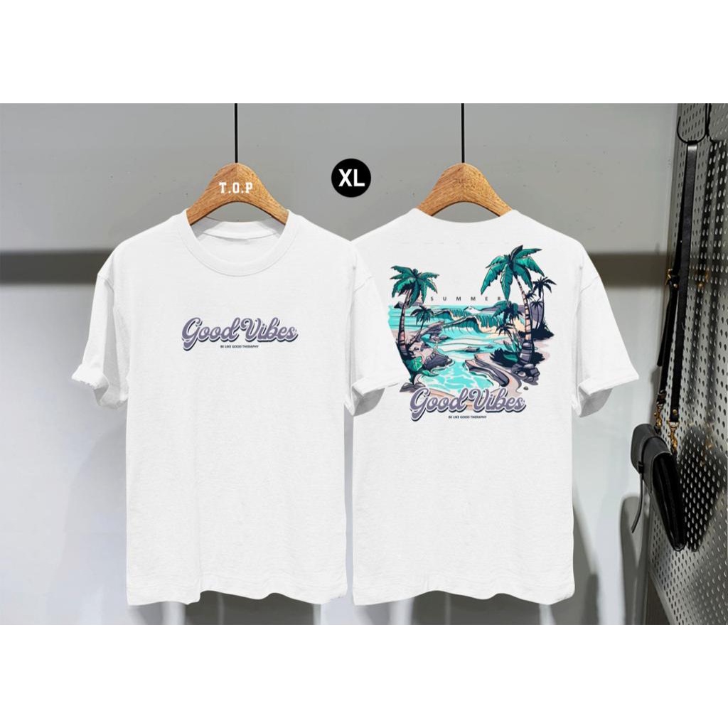 comandan style- Kaos Pria Distro XL Pohon Biru Cotton Combed 30S / T-Shirt / Gambar Depan Belakang